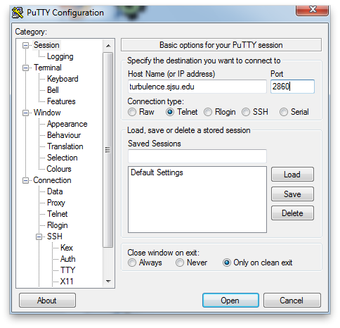 putty login