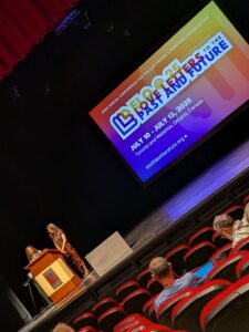 Conference hosts Caitlin Fisher and Lai-Tze Fan at ELO 2025