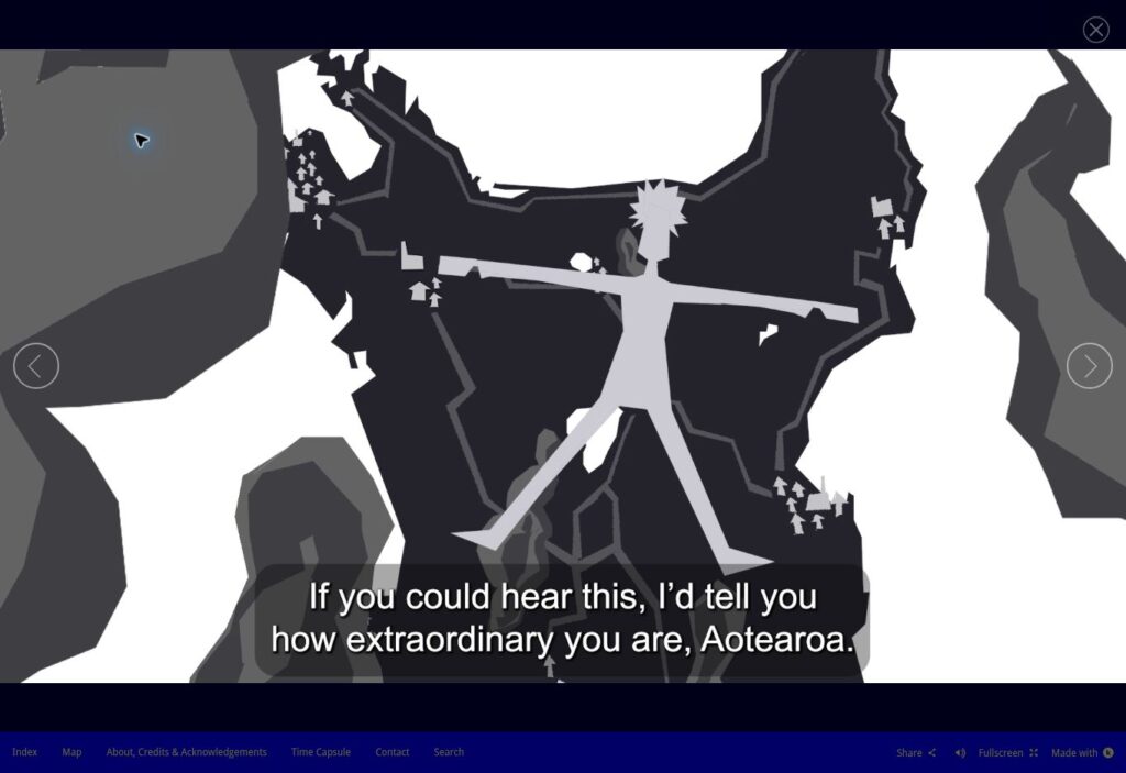 A Flight Over Aotearoa New Zealand, screenshot of Aotearoa by Freddie Baker